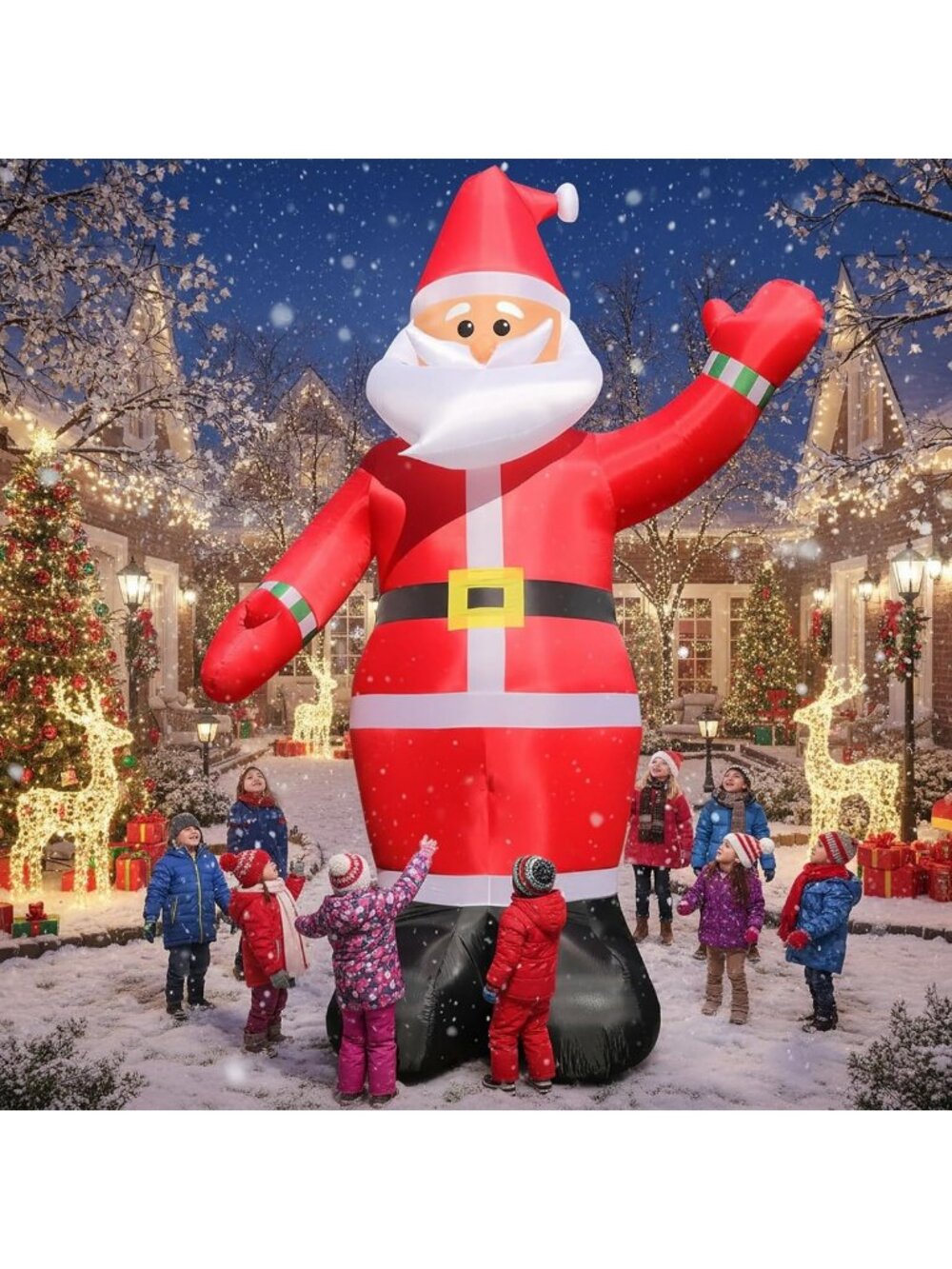 Giant 10 FT Santa Claus Inflatable with LED Lights - Outdoor Xmas Yard Decor